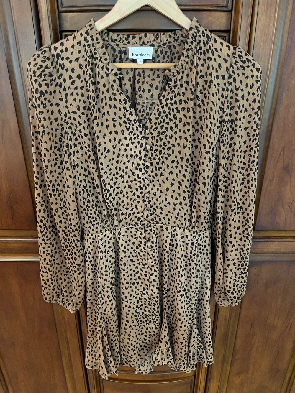 Heartloom Leopard Print Peplum Top - Camel & Black